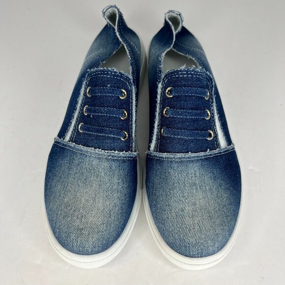 Womens Blue Casual Slip On Denim Canvas Flats Solid Round Toe Size 8.5  Loafers - Picture 4 of 8